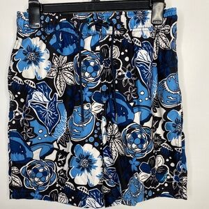 Boy's Nautica Swim Trunks Lined BLUE/BLACK Floral  size P=small child